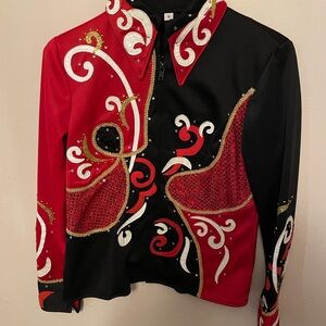 Elegant Red and Black Embellished horse show Women's Jacket